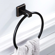 Brass Black Finish Towel Rings Towel Holder Stainless Steel Square Wall-Mounted Towel Hook Bathroom Accessories Home Decoration 2024 - buy cheap