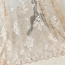 Tecido bordado floral sólido vestido de casamento saia de tule material tecido para patchwork kumas telas por metros 2024 - compre barato