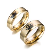 Fashion Size 6-12 His Queen Her King Titanium Steel Ring for Couple's Gold Color Rings for Lovers Jewelry Ring 2024 - buy cheap