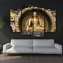 4 painéis de pintura de buda moderna impressa quadros decoracion buda pinturas em tela arte de parede sem moldura imagem modular 2024 - compre barato