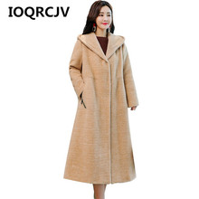 Abrigo de lana con capucha para mujer, abrigo largo de manga larga, informal, suelto, R420 2024 - compra barato