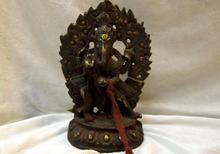 7" Tibet old iron Buddhism four arm elephant trunk buddha Sculpture Statue 2024 - buy cheap