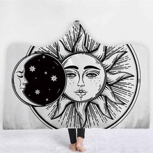 Lannidaa Boho Blue Moon And Sun God Blanket Coral Fleece Hooded Blankets For Kids Adults Wearable Warm Wrapped Throw On Bed Sofa 2024 - buy cheap