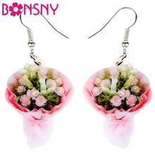 Bonsny Statement Acrylic Elegant Chrysanthemum Flower Bouquet Posy Earrings Drop Dangle Wedding Birthday Gift For Women Girls 2024 - buy cheap