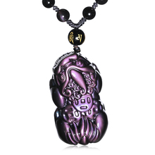 Collar de piedra Natural de obsidiana para hombre y mujer, joyería de moda con diseño de ojo de iris, Brave Troops, pixiu 2024 - compra barato