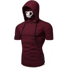 Men T-shirt Fashion Summer Sleeveless Hooded T-shirt Vest Men's Mask Skull Pure Color Pullover Sweatshirt Tops Male 2024 - buy cheap