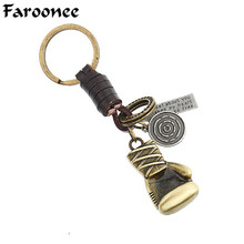 Men's Creative Small Gift Leather Key Ring Ornaments Punk Keychain Trendy Vintage Boxing Gloves Boots Pendant Car Bag Key Chain 2024 - buy cheap