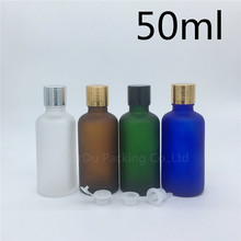 Travel Bottle 50ml Green Blue Amber Transparent Frosted Glass Bottle, 50cc Vials Essential Oil Bottle With Cap 2024 - buy cheap