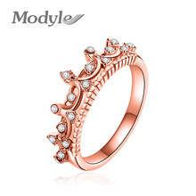 YOBEST 2018 New Fashion Rose Gold Color Wedding Engagement Cubic Zirconia Crown Ring for Women 2024 - buy cheap