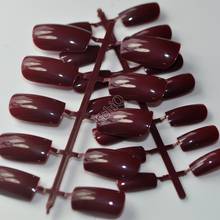 24pcs Flat Curved False Nails Darken Wine Red Nail Art Acrylic Tips Press-On Nails Full Wraps Long Simply DIY P83M 2024 - buy cheap