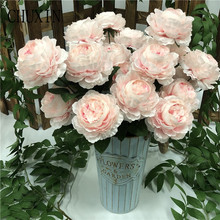 Один букет 9 голова пион искусственный цветок Западная роза Шелковый цветок домашний цветочный свадебный цветок украшение стены дороги 2024 - купить недорого
