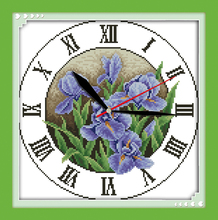 Iris clock face cross stitch kit 14ct 11ct count print canvas wall clock stitching embroidery DIY handmade needlework 2024 - buy cheap