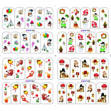 4 упаковки/набор, Рождественский Санта-Клаус, олень с колокольчиками, снеговик, наклейки для ногтей, водная наклейка для дизайна ногтей, BOP092-095 2024 - купить недорого