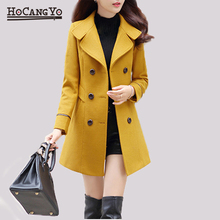 HCYO Autumn Winter Women Wool Coats Jackets Double Breasted Slim Outwear Coat Womens Bodycon Long Overcoat Tops Casaco Feminino 2024 - buy cheap