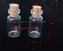 100 Pcs Lot of small glass vials with cork tops 0.8ml tiny bottles Little empty jars 12*24mm 2024 - buy cheap