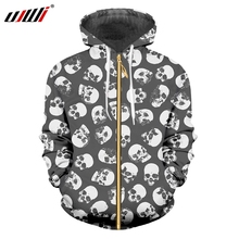 UJWI-Sudadera con capucha para hombre, prenda deportiva holgada con cremallera, con estampado 3D de Mini Calaveras, Punk Rock, con cremallera, Tops informales divertidos de gran tamaño 6XL 2024 - compra barato