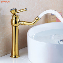 Newly Grilled White Paint Golden Polished Faucets Bathroom Basin Sink Mixer Tap Faucet Hot and cold water Tall &Short 2024 - buy cheap