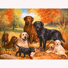 Pintura de diamante cuadrado completo 5D Diy, punto de cruz, mosaico bordado de diamantes de imitación de la familia de Perros del bosque, costura KBL 2024 - compra barato