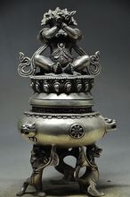 8.31 inch/Chinese ancient Tibet silver carving flooding fiend.The beast censer 2024 - buy cheap