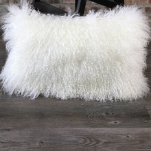 Real Mongolian lamb Fur Pillow Cover Vintage Tibetan Fur Cushion Covers For Sofa 11"x22" 2024 - buy cheap