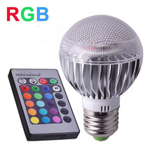 Bombilla LED E27 RGB regulable, 85-265V, 110V, 220V, 6W + 24 teclas, iluminación de Control remoto IR 2024 - compra barato