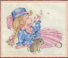 Top Quality lovely counted cross stitch kit brow a kiss girl and bunny rabbit hare nimue nium 2024 - buy cheap