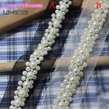 1 yard 2CM black white fabric pearl drill clothing accessories collar flower DIY handmade beading Braid lace trim fabric ZB051 2024 - buy cheap