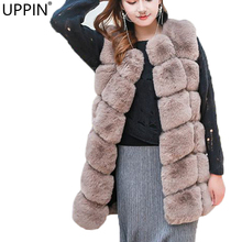 UPPIN plus size casaco colorido jaquetas fluffy Faux Fur Coat Winter Women 2018 New Fashion Casual Warm Slim Sleeveless Faux Fox Fur Vest Winter Jacket Women Coat casaco feminino jaqueta feminina casaco de pele 2024 - compre barato