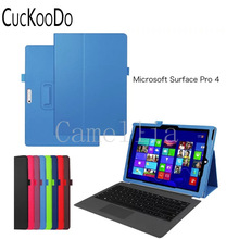 CucKooDo 50Pcs/lot For Microsoft Surface Pro 4,PU Leather Folio Stand Cover with Stylus Holder for Surface Pro 4 12.3Inch Tablet 2024 - buy cheap