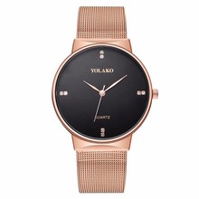 YOLAKO Brand Men Women Stainless Steel Mesh Watch Luxury Male Female Analog Quartz Watch Dropshipping Clock 2024 - buy cheap