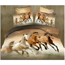 Conjunto de cama de cavalo com animal 3d, inclui fronha e travesseiro impressos, dupla e poeira 2024 - compre barato