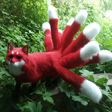 new simulation red Fox toy handicraft lifelike nine-tails firefox doll gift about 35x23cm 2024 - buy cheap