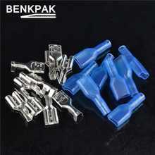 50set 6.3mm Crimp Terminal Female Spade Connector with Blue Case 2024 - buy cheap