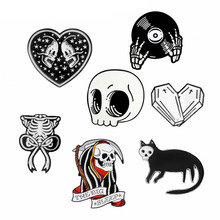 Esqueleto cráneo Pins vampiro broches insignias Joyería de Halloween gótico punk oscuro negro colección de Pins 2024 - compra barato