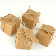 Caja de papel Kraft creativa para dulces, caja de regalo de boda con cuerda de yute y etiqueta, 3 formas diferentes para elegir, 100 Uds./lote 2024 - compra barato