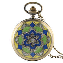 Retro Flower Case Design Bronze Quartz Fob Pocket Watch with Necklace Chain Best Gift for Men Ladies Girls Reloj de bolsillo 2024 - buy cheap
