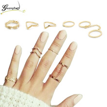 Женское кольцо на палец, 1 комплект, аксессуары для суставов, кольцо средней длины с кристаллами в форме листа, бижутерия 2024 - купить недорого