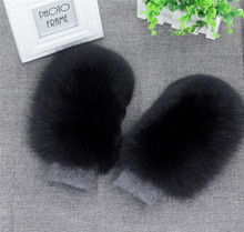 Women Fashion Brand New Genuine Woollen Fox Fur Covered Winter Gloves Mittens Russian Snow Ski Girls Warm Gloves 2024 - buy cheap