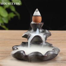 HOUSEEYOU Small Lotus Backflow Incense Burner Ceramic Buddha Stick Waterfall Incense Holder Aromatherapy Censer Home Decors 2024 - buy cheap