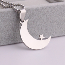 silver color  moon star 316L Stainless Steel pendant necklaces bead chain for men women wholesale 2024 - buy cheap
