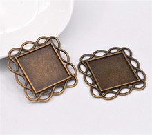 5pcs 20mm Square Inner Size Antique Bronze Plated Simple Style Cabochon Base Setting Charms Pendant-B1-05 2024 - buy cheap
