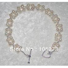New Arriver Jewelry White Color 4-6mm Natural Freshwater Pearl Bracelet 2Rows Heart Clasp 7.5inch Wholesale New Free Shipping 2024 - купить недорого