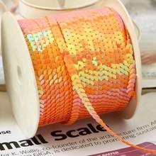 Free shipping Beautiful Sequin Ribbon Trim Craft Sewing Trimming 100 yard Orange AB sewing paillettes 2024 - buy cheap