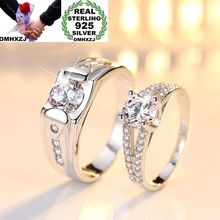 OMHXZJ Wholesale European Fashion Woman Man Party Wedding Gift Silver White Luxury AAA Zircon S925 Sterling Silver Ring RR306 2024 - buy cheap