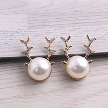 SWEET BELL  2pcs 12*18*23mm Alloy Metal Drop Oil Animal Pearl Antler Charms Pendant For DIY Bracelet Necklace Jewelry Making 2024 - buy cheap