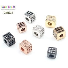 3pcs/lot CZ Geometrical Beads for Jewelry Making DIY Copper Spacer Beads fit Bracelet Jewelry Accessories 6*5mm 2024 - buy cheap