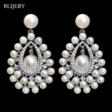BLIJERY-pendientes largos y grandes con perlas de imitación de cristal para mujer, aretes llamativos de boda, accesorios de joyería 2024 - compra barato