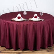 10pcs Customize Table Polyester Cotton Fabric 108''Round Burgundy Luxury Dining Tablecloth Wedding Party Banqut FREE SHIPPING 2024 - buy cheap