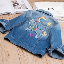 2020 Spring Autumn Girls Denim Jacket Children Jeans Jacket Rainbow Unicorn Embroidered Kids Denim Coat For Girls Clothing 2024 - buy cheap