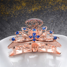 Fashion Color Metal Hair Jewelry Top Rhinestone Crystal Flowers Hair Claws Wedding Hair Accessories Gold Big Crab Hair Clip Gift 2024 - buy cheap